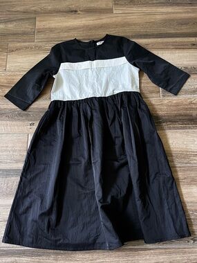 TWELVE Classic Black & White Panel Kids Dress